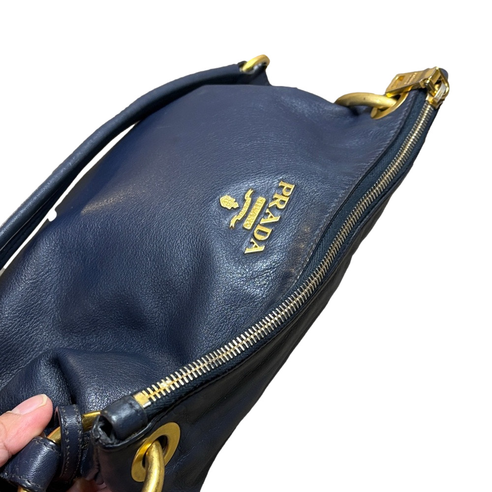 Prada Navy Blue Soft Calf Leather Shoulder Bag Authentic Italy|COA - Picture 7 of 9
